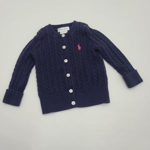 Ralph Lauren baby girl navy cableknit cardigan size 9 months